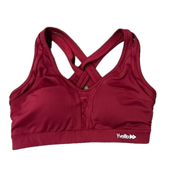 Yvette Women High Impact Sports Bras Criss Cross Back Sexy Running Bra Sz 8 D-F - Picture 4 of 6